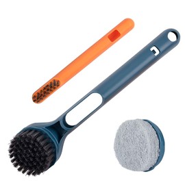 Kitchen Cleaning Brush Set Dish Brush for Cleaning- Long Handle Scrub Brush Replaceable Brush for Pans Pots Kitchen Sink Cleaning