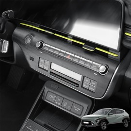 FOEVE Car Air Conditioning Button Cover Trim Compatible with Hyundai Kona 2024 2025 2026 Accessories, Interior of the Central Control Panel-Wood