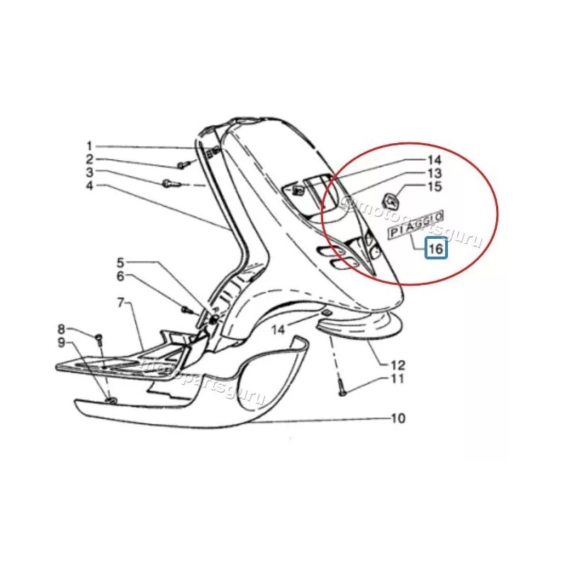 Piaggio (Original OE) 5743990095 OEM "Piaggio" Name Plate Emblem Gray