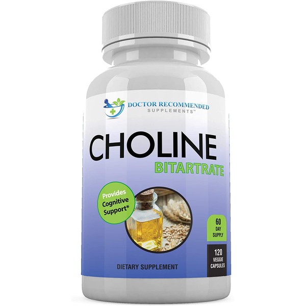 Premium Choline - 500 mg - 120 Veggie Capsules - by Doctor Recommended Supplements - Supports Cognitive Health, Memory & More