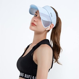 Peicees - Sombrero de visera de ala ancha para mujer, gorra de visera de golf, sombrero de protección solar para playa, jardín, tenis, correr, sombrero de sombrilla