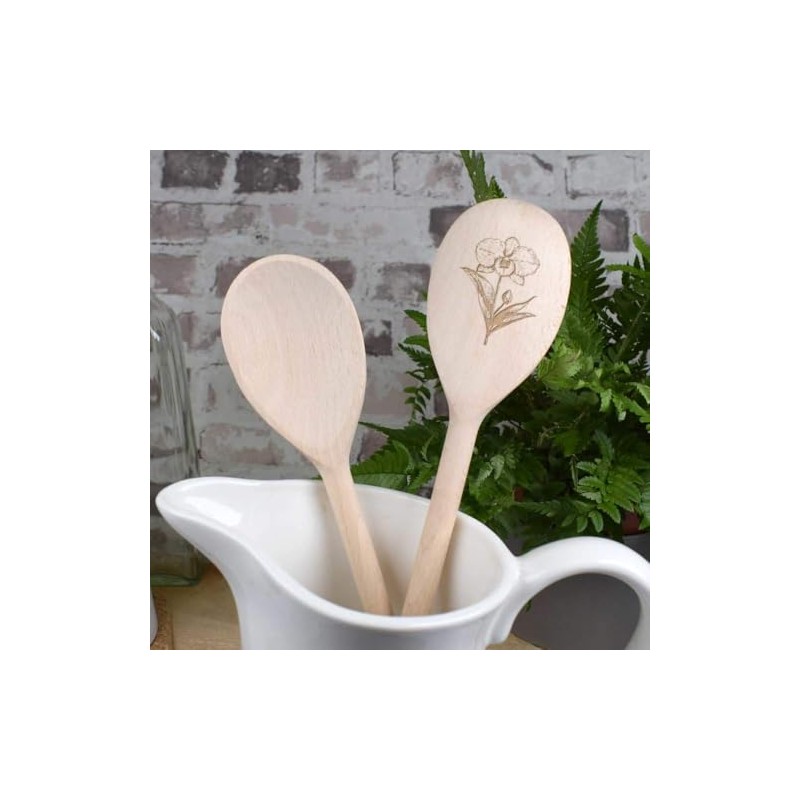 30cm 'Blooming Orchid' Wooden Cooking Spoon (SO00025643)