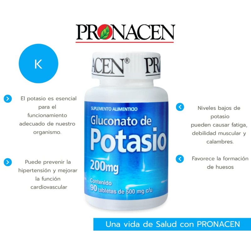 Pronacen Gluconato De Potasio Frasco - 90 Tabs 500 Mg