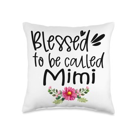 Blessed To Be Called Mimi Flower Floral Mother's Day Gift Throw Pillow