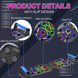 TOCMSNHG Push Up Board, 14 in 1 Press Up Boards, Foldable Pushup Board with Handles, Anti Slip Fitness Workout for Upper Body, Shoulders, Chest, Back, Triceps