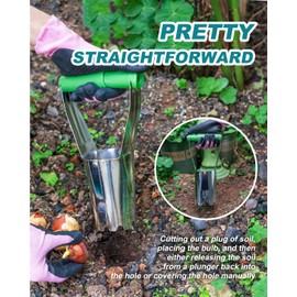 Eadwiella Bulb Planter Tool with Release Button&4Inch Measurements Tulip Planting Tool Bulb Transplanter Bulb Digger for Removing Soil and Planting Bulbs or Other Small Plants in Pots and Flowerbeds