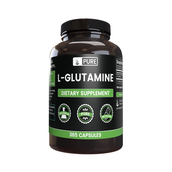 Pure Original Ingredients L-Glutamine (365 Capsules) No Magnesium Or Rice Fillers, Always Pure, Lab Verified