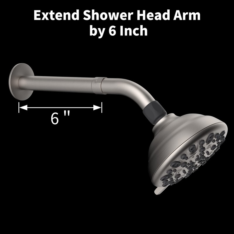 iFealClear Shower Arm Extension, 6 Inch Solid Brass Shower Head