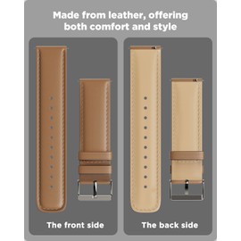 TOOBUR 22mm Watch Band, Vintage Leather Replacement Bracelet, Replacement Strap for Men Women, Compatible with watches with 22mm lug width, universal model, LightBrown