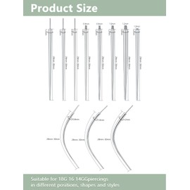 Oveta Piercing Taper Pliers Ball Grabber Tool for Changing Jewelry, Curved and Straight Forceps Stainless Steel, 20G 18G 16G 14G Insertion Pin Body Piercing Kit for Ear Nose Lip, Colorful, 14PCS