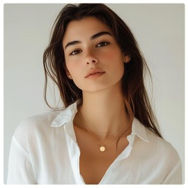 JEMUALE Gold Initial Necklaces for Women Sterling Silver Necklaces Dainty Letter Round Coin Disc Pendant Trendy Jewelry M Necklace