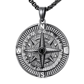 Brisskaari 2025 Graduation Gifts for Him, 925 Sterling Silver Compass Pendant Engrave Go in the Direction of Your Dream Nautical Jewelry for Men