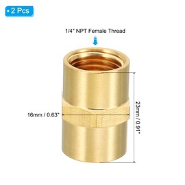 PATIKIL Brass Pipe Fittings Coupler, 2Pcs 1/4" x 1/4" NPT Female Thread Brass Hex Nipple Coupling Reducer Adapter Tubing Connector Adaptor for Water, Air, Oil, Gas Line System