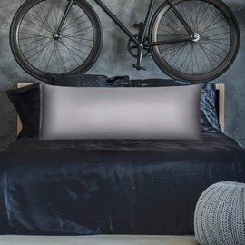 sourcing map Grey Bolster Pillow Cases, Silky Satin Body Pillow Cover with Zipper, Long Body Pillowcase for Hair and Skin, 21x60