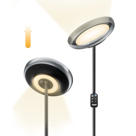 HILOLY Floor Lamp, Double Side LED Modern Torchiere Floor Lamps for Living Room 4 Color Temperatures and Brightness Standing Lamps - Adjustable Height Led Reading Lamps for Bedroom,Office