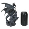 Gargantuan Stone Dragon Guarding Medieval Castle On Mountain Steppes Figurine