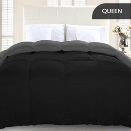 Utopia Bedding Comforter Duvet Insert, Quilted Comforter with Corner Tabs, Box Stitched Down Alternative Comforter Queen (Black/Grey)