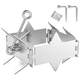 FUCNEN Stainless Steel Boat Box Anchor 8lb, 12-Prong Folding Boat Slide Cube Box Anchors for 25' Boats No-Welds Electro-Polished, Compact&Safe for Small Boats, PVC, Skiffs, Fishing in Fresh&Saltwater