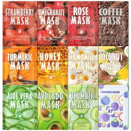 12 Pcs Face Masks,Face Masks Skincare,Moisturize,Soothe Sheet Mask,Face Masks Beauty,Sheet Face Mask for Moisturizing Repairing,Hydrating Face Mask for most Skin Type,Face Mask Set for Women,Girls