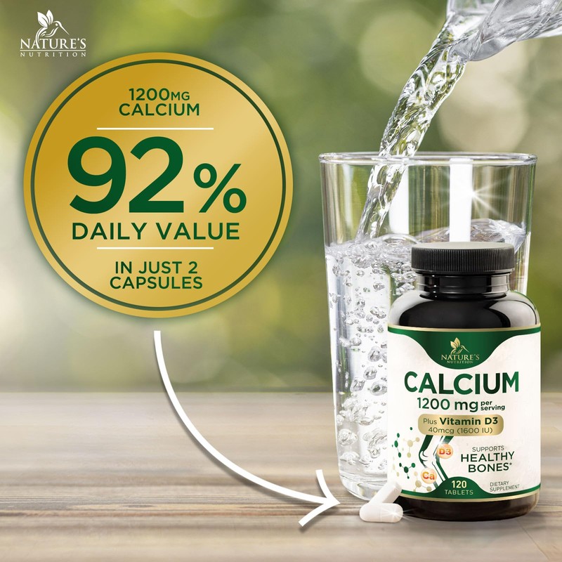 Calcium 1200 mg with Vitamin D3 - Bone Health Supplement,