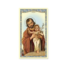 Christian Brands St. Joseph with Child Prayer Card- Cardstock Holy Card with Novena to St Joseph Prayer on the back (10 pack) Multi 2 38 W x 18 H -