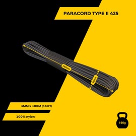 EdcX 3 mm Nylon Paracord 425 (15, 30, 50 and 100m) – 3 mm Type II, 100% Nylon Rope, 3 Strand Rope, 3 mm Nylon Rope in Many Colors (Army Green, 30 m)