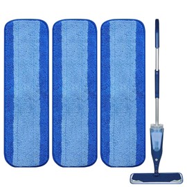 3 Pack Microfiber Cleaning Pads Compatible with Bona Mop, 18 Inch Replaceable Washable & Reusable Mop Refill Pads for Wood and Hard-Surface Floor(COLOR:Blue)