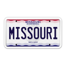 Squiddy Missouri State License Plate Style - Vinyl Sticker for Car, Laptop, Notebook (5" Wide)