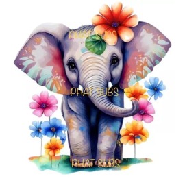Unbranded Sublimation Print Colorful Elephant Ready to Press Heat Transfer