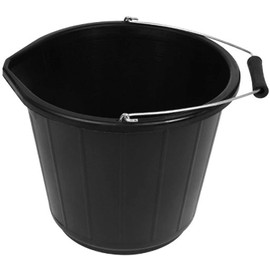 Black Plastic Builders Bucket 3 Gallon 14 Litre Water Mixing Storage Strong with Handle and Spout Contractors Bucket Ideal for Construction Trade DIY Animal Feed Made in U.K. (1)