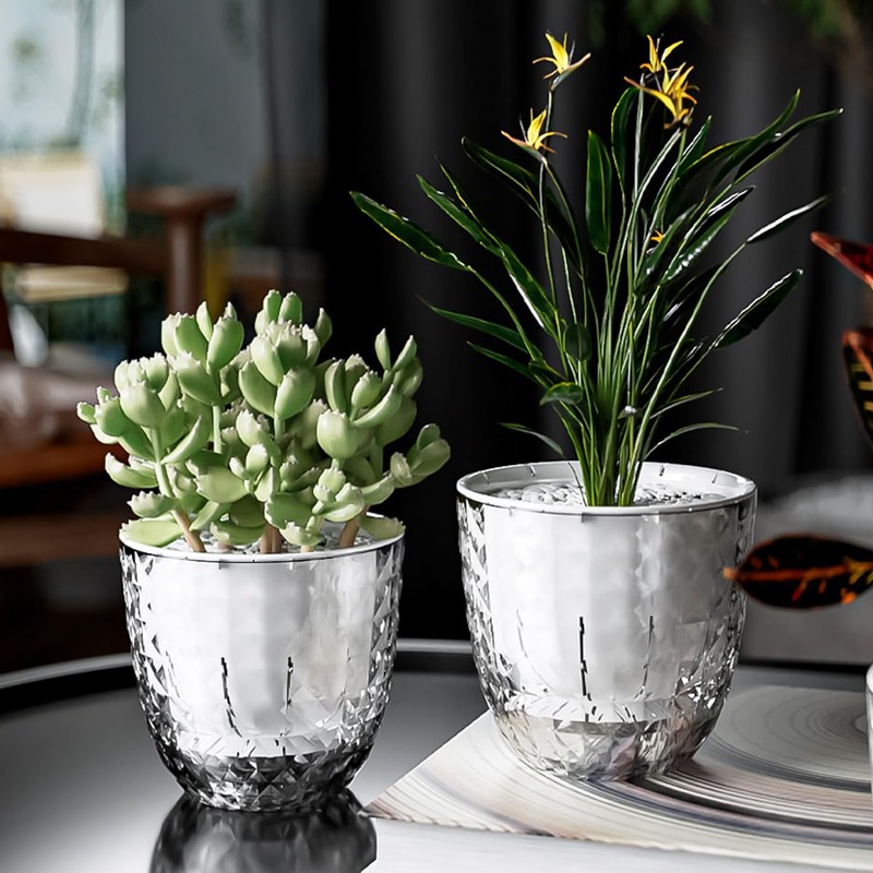 XKYQSY 4 Pack 4 inch Self Watering Pots Planters for