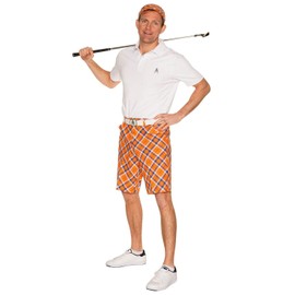 Royal & Awesome Tangerine Tartan Flat Cap, Tartan Golf Hat for Men