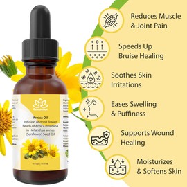 Relaxcation Arnica Oil 0.5 oz – Infused Herbal Oil with Arnica Montana & Sunflower Seed | Body & Scalp Massage Extract for Skin, Hair & Nail Care | Cold Macerated, Natural, Vegan, Travel Size