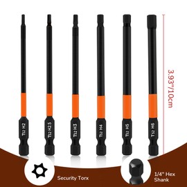 6pcs Magnetic Allen Wrench Drill Bit Set, 1/4 Hex Shank S2 Steel Hex Bits Set, 4” Metric Impact Hex Head Screwdriver Bit Set H2/H2.5/H3/H4/H5/H6, 100mm Length
