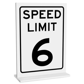Race Car Birthday Decor, Speed Limit 6 Sign, Fast One, Race Car Birthday Party Decorations, 6×8 Acrylic Sign with Stand, Let's Go Racing Party Supplies for Boy Race Fans decorativesignage 0746