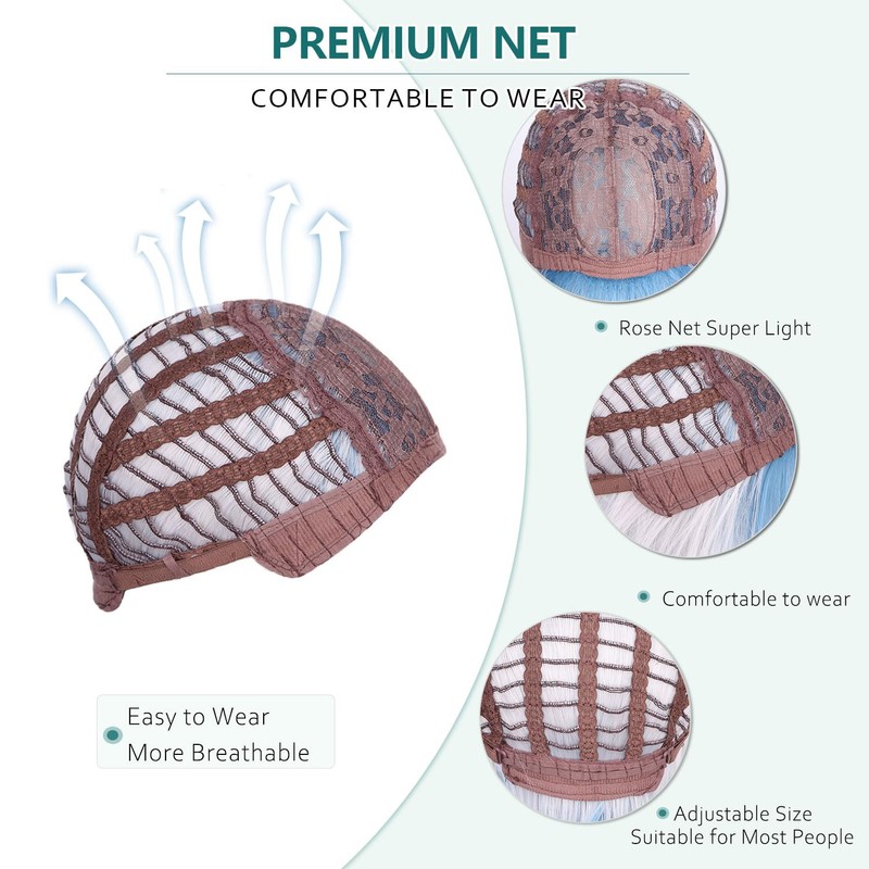 Ombre Blonde Blue Bob Wig With Bangs 14 Inch Short