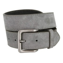 Square Buckle Casual Jean Suede Leather Belt 1 1/2" Wide (Gray, 34)