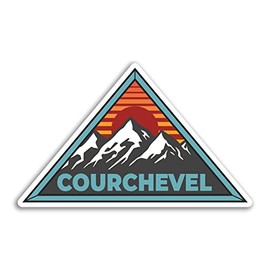 2 x 10cm Wide Courchevel Vinyl Stickers - France French Mountains Ski Travel Holiday Sticker #77424