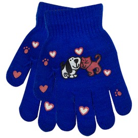 Metzuyan ROYAL Children Kids Magic Gloves Warm Winter Acrylic Fashion Patterned Grip Royal Blue