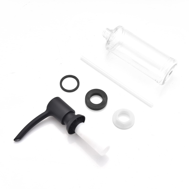 Built in Sink Soap Dispenser Matte Black, ABS Pump Head,