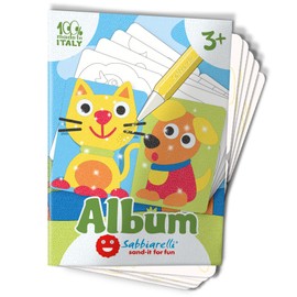 Sabbiarelli Sand-it For Fun Album First Drawings: 5 Pre-Glued Paper for Painting with Sand (Sand Not Included), Sand Pictures for Children from 3+