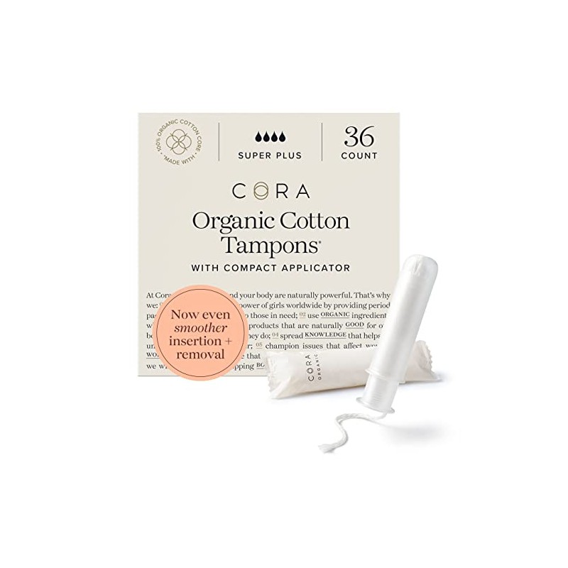 Cora Organic Tampons | Super Plus Absorbency | 100% Cotton