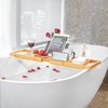 VaeFae Bamboo Bathtub Caddy Tray, Expandable Bath Tray for Tub