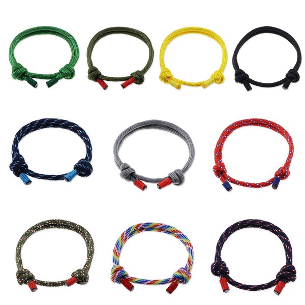 YINETTECH 10pcs Multicoloured Nautical Braided Rope Cord Surfer Bracelets Set