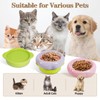 UEUEAHA Ceramic Cat Food Bowl Set of 2,Flower Anti Whisker