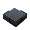 CARLWAY Black Square Leather Coasters Set with Holder for Cup