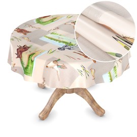 Oilcloth Tablecloth Washable Garden Tablecloth Oilcloth Square Round Oval Round 140 cm Cut Edge Hunter Motif
