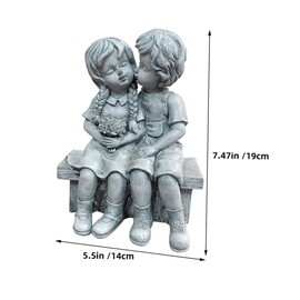 Mipcase Outdoor Resin Boy Girl Figurine Kissing Statue for Garden Decor Charming Ornament Durable Resin Sculpture for Home Office and Patio Decoration