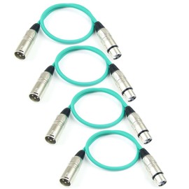Adam Hall Cables K3MMF0050GRN Microphone Cable XLR Female to XLR Male DMX Audio Cable 3-Pin (0.5 m, Green, 4) Pack of 4