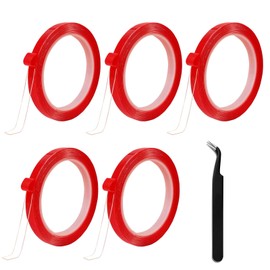 GUXACU GUXACU 5 Rolls Double Sided Tape Nail Tape for Press On Nails Double Sided Nail Tape for Nail Packaging Fake Nail Storage Nail Display Nail Art Nail Salon Press On Nail Supplies with Tweezer